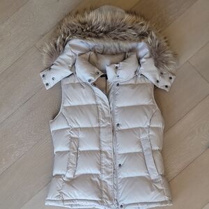 Theory Puffer Vest with Fur, Size Small